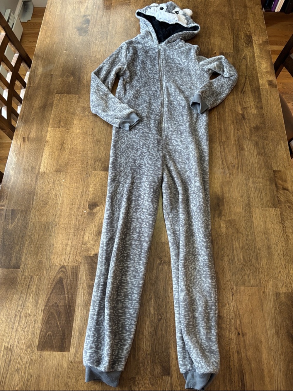 Gray Hooded wolf Kids Pajamas One-Piece, wolf costume, unisex